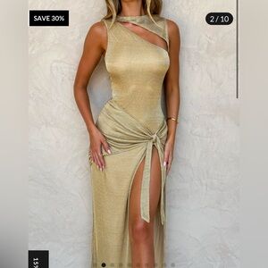 New gold maxi dress xs